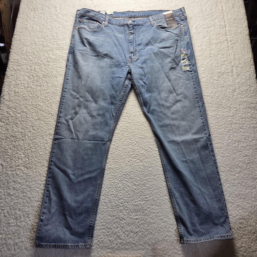 Levis 502 Jeans Mens 46x31 Blue Light Wash‎ Regular Fit Tapered Stretch Denim